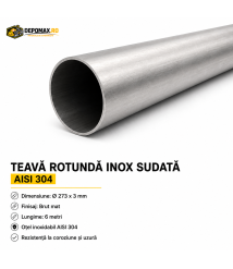 Teava rotunda inox sudata AISI 304, 273 x 3 mm, 6 metri Teava rotunda inox sudata AISI 304, 273 x 3 mm, 6 metri